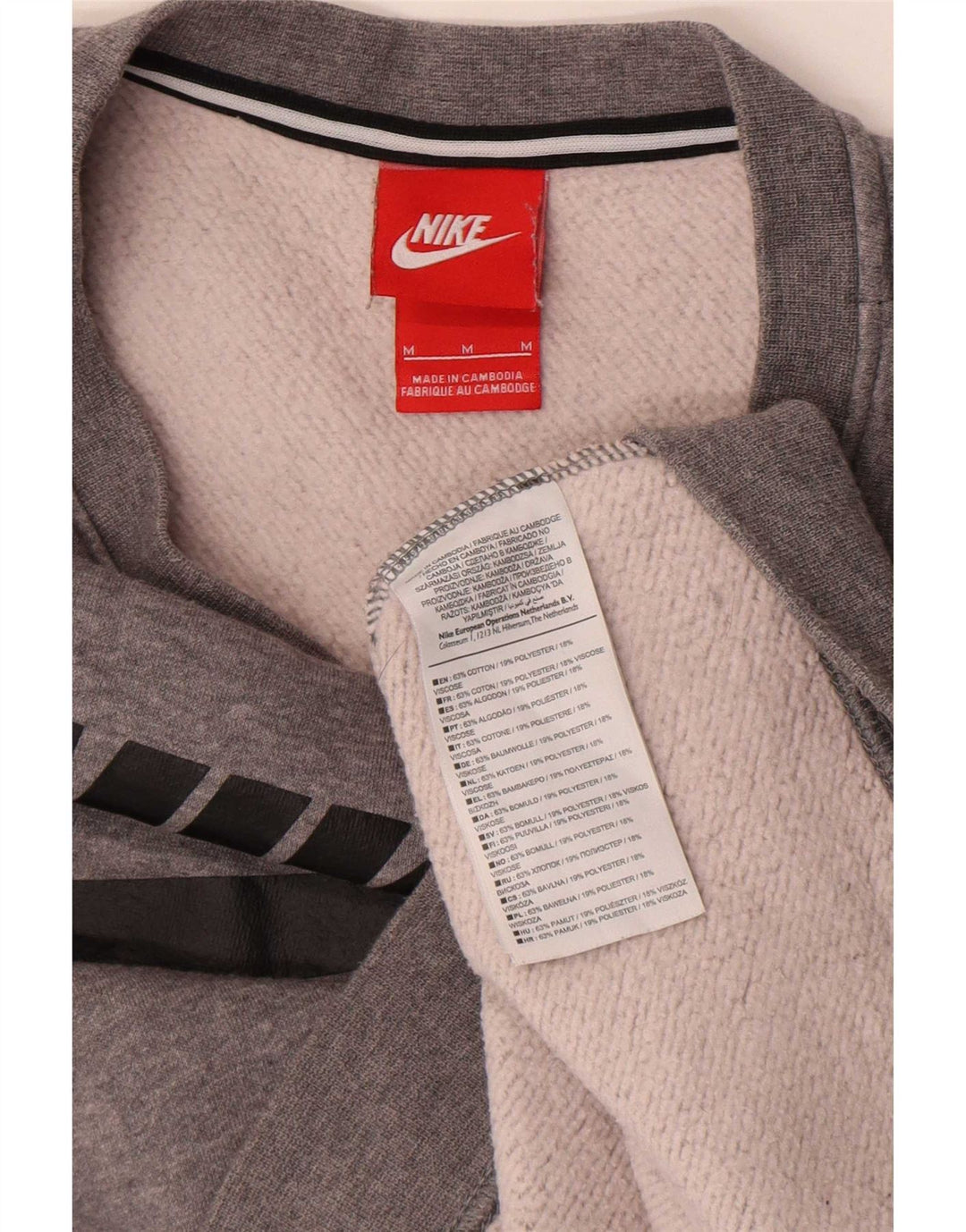 Nike Grafisk Sweatshirt Jumper UK 14 Medium Grey Flecked Bomuld