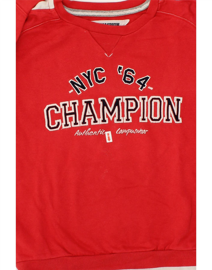 CHAMPION Boys Graphic Sweatshirt Jumper 9-10 Years Medium  Red Cotton Vintage Champion and Second-Hand Champion from Messina Hembry 