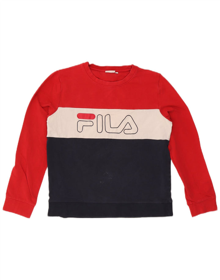 Fila Womens Graphic Sweatshirt Jumper UK 16 Large Multicoloured Colourblock