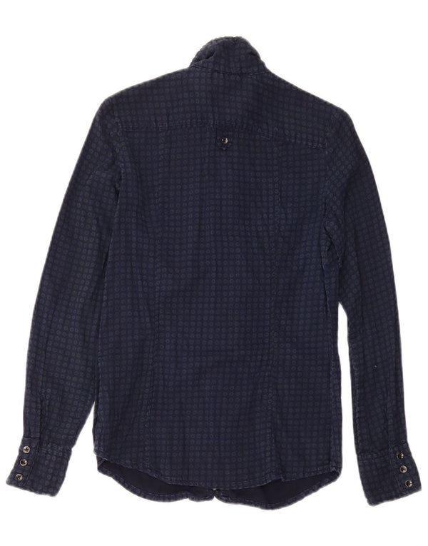 Camicia da donna Gas con volant sul davanti UK 2 2XS Cotone maculato blu navy
