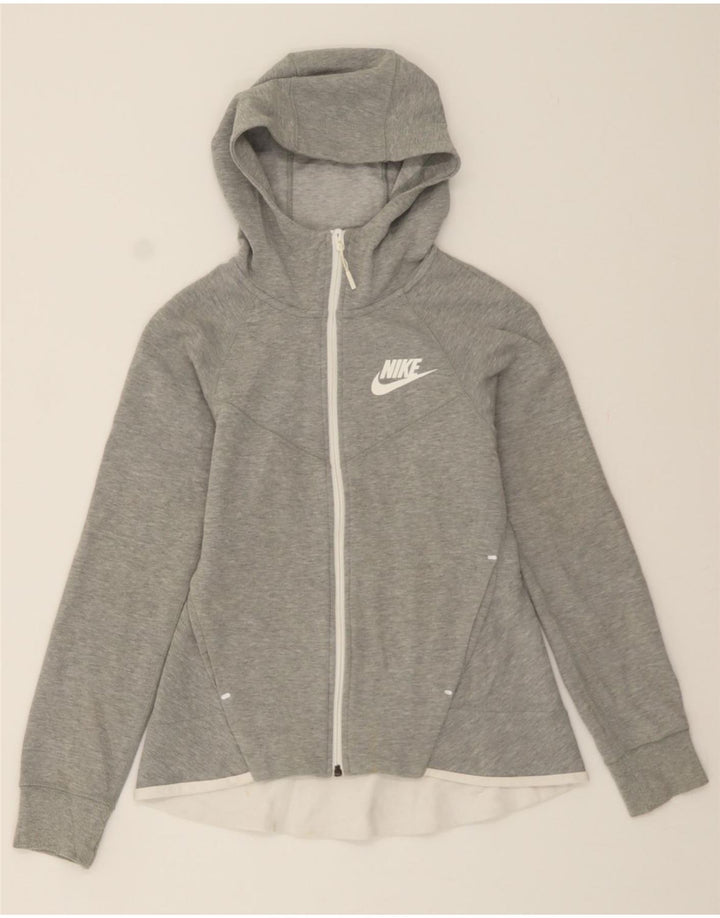 NIKE Womens Zip Hoodie Sweater UK 6 XS Grey Cotton Vintage Nike and Second-Hand Nike from Messina Hembry 