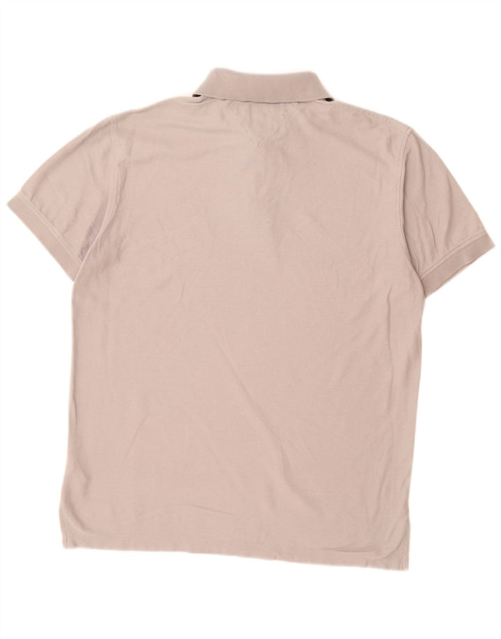 TOMMY HILFIGER Mens Regular Fit Polo Shirt Large Grey Cotton