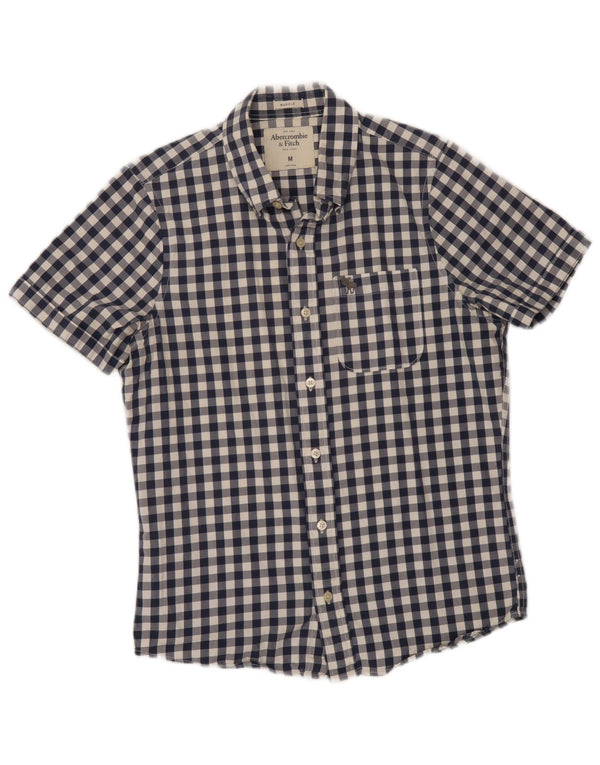 Abercrombie & Fitch Mens Muscle rövid ujjú ing közepes sötétkék gingham