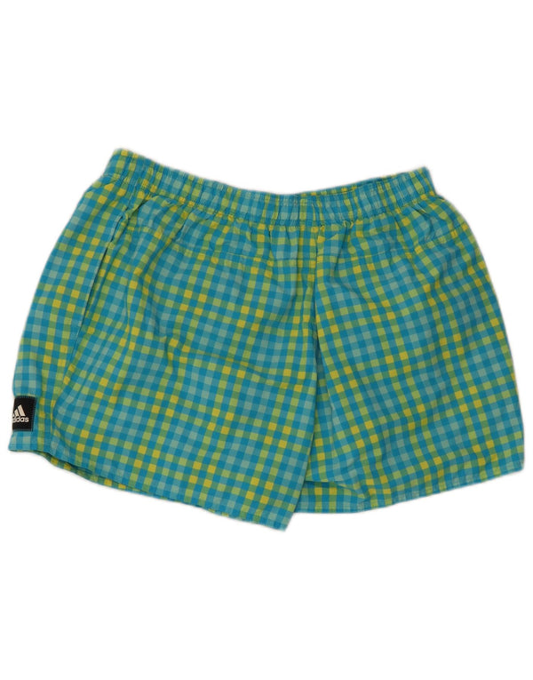 Pantaloncini da bagno da uomo Adidas Large blu a quadretti in poliestere