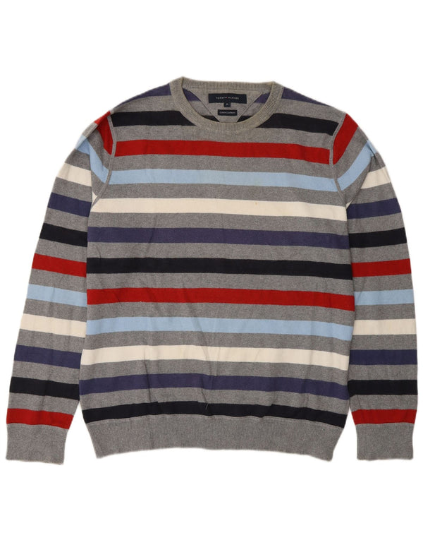 Tommy Hilfiger Mens Crew Neck Jumper Sweater Medium Multicoloured Striped