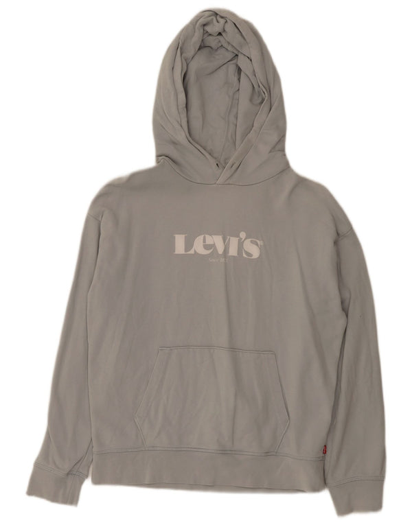 Levi's Pull à capuche graphique surdimensionné pour femme UK 10 Small Gris Coton