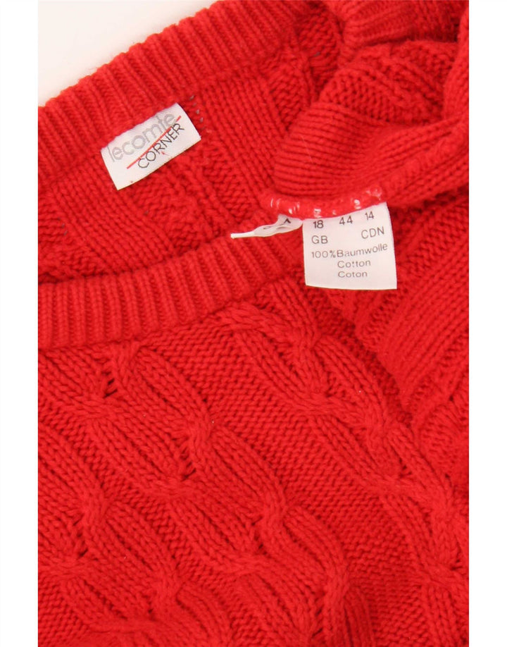 Lecomte Womens Oversized Crew Neck Jumper Sweater UK 18 XL Red Cotton