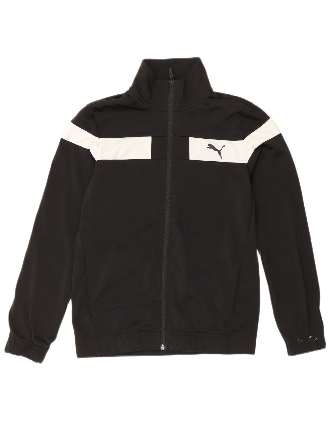 Puma Boys Tracksuit Top Jacket 11-12 Years Black Colourblock Polyester