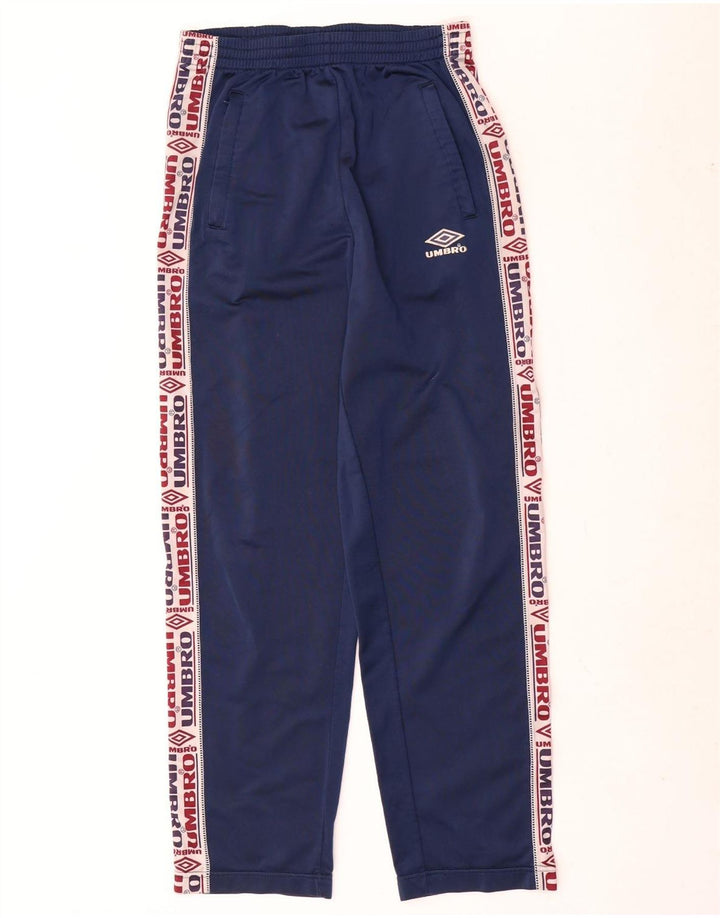 Umbro Mens Graphic Tracksuit Trousers Small Navy Blue Colourblock Polyester