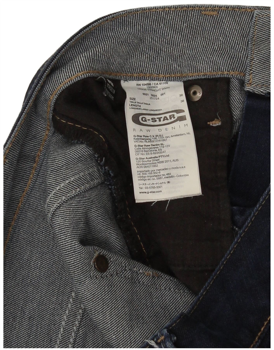 G-Star Womens Straight Jeans W30 L36 Navy Blue Cotton