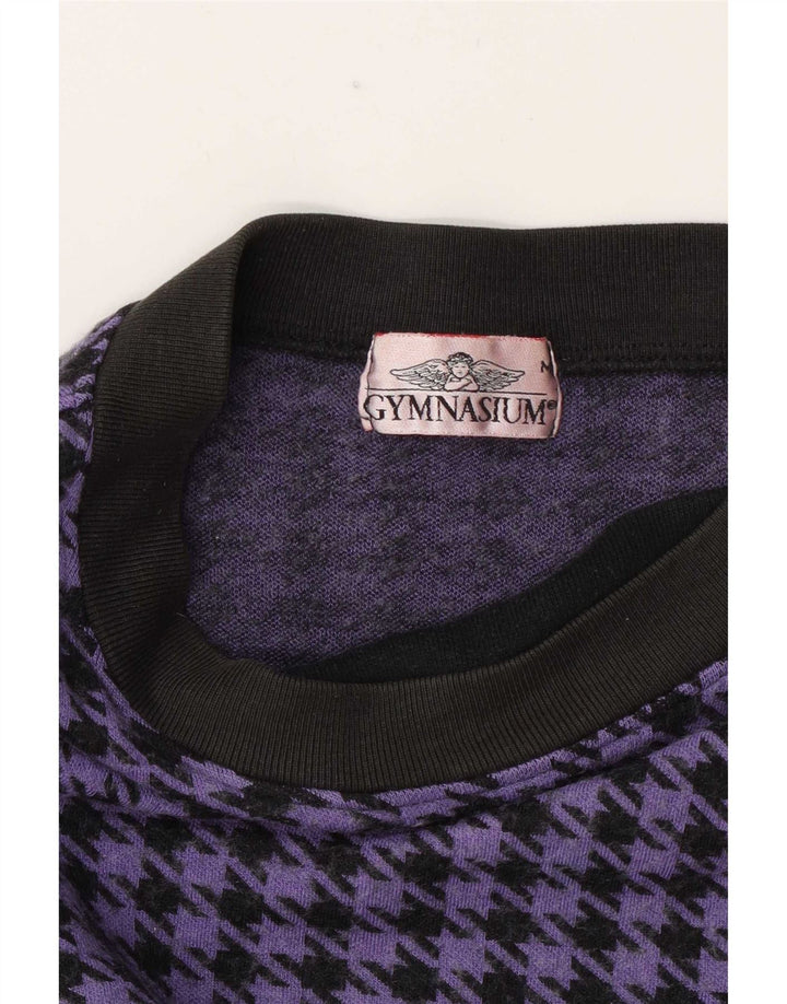 Gymnasium Womens Top Long Sleeve UK 14 Medium Purple Houndstooth