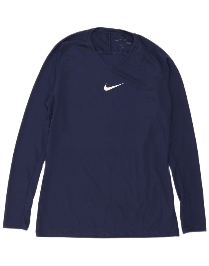 Nike Herre Dri Fit Slim Fit Top Langærmet Stor Marineblå Polyester