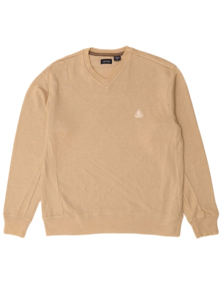 Maglione da uomo con scollo a V IZOD piccolo in cotone beige