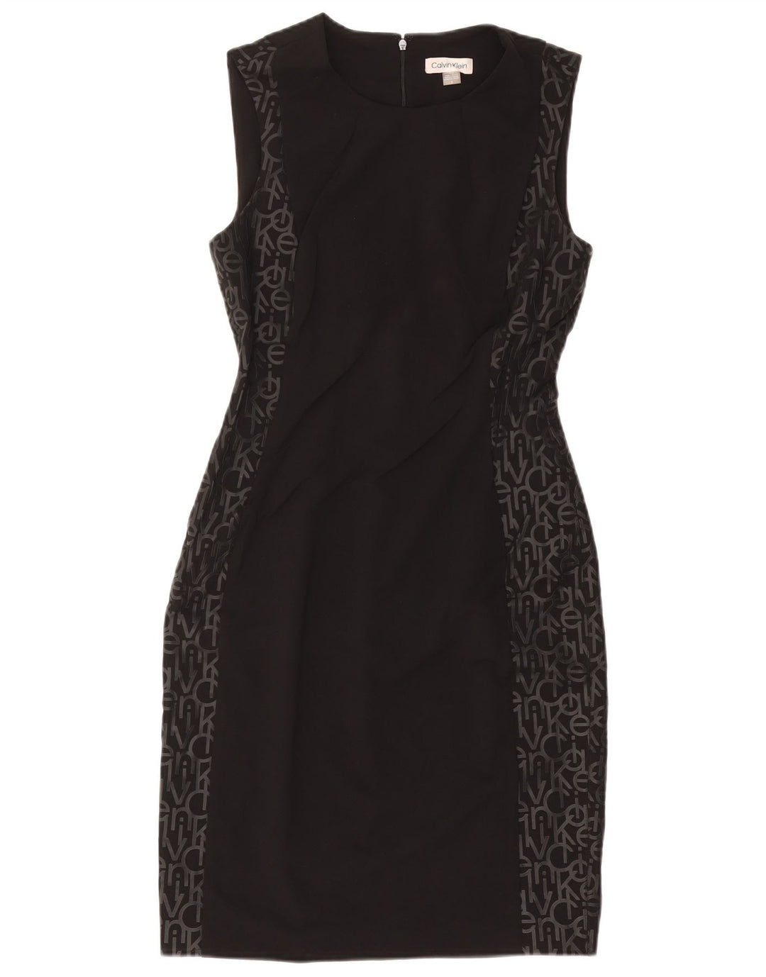 CALVIN KLEIN Abito tubino senza maniche con grafica da donna US 8 Medium Nero