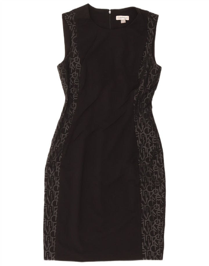 CALVIN KLEIN Abito tubino senza maniche con grafica da donna US 8 Medium Nero