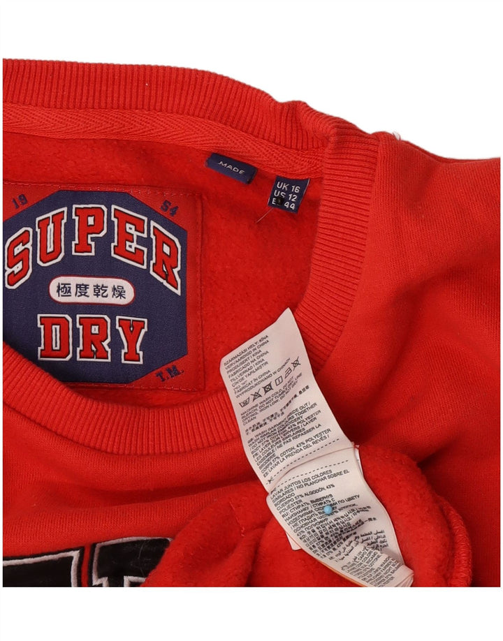Superdry Womens Graphic Oversized Sweatshirt Jumper UK 16 Large Red Cotton