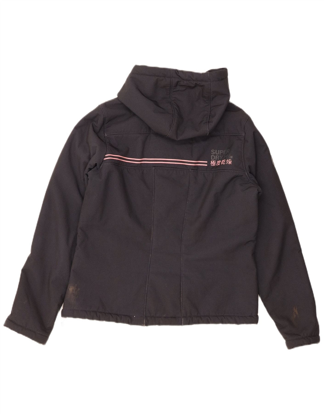 SUPERDRY Womens Windtrekker Hooded Windbreaker Jacket UK 14 Large Grey
