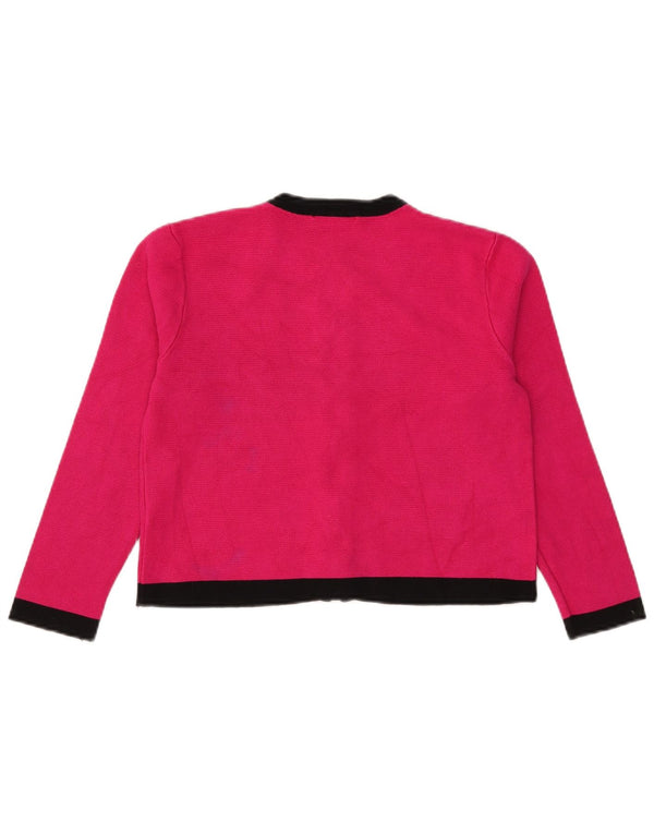 Zara Womens Crop Cardigan Sweater UK 12 Medium Pink Colourblock Viscose