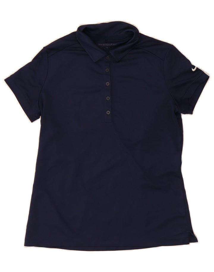 NIKE Womens Dri Fit Polo Shirt UK 12 Medium Navy Blue Polyester Vintage Nike and Second-Hand Nike from Messina Hembry 