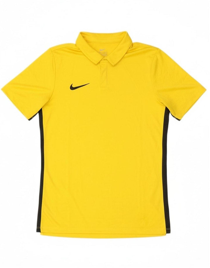 NIKE Mens Dri Fit Polo Shirt Small Yellow Colourblock Polyester