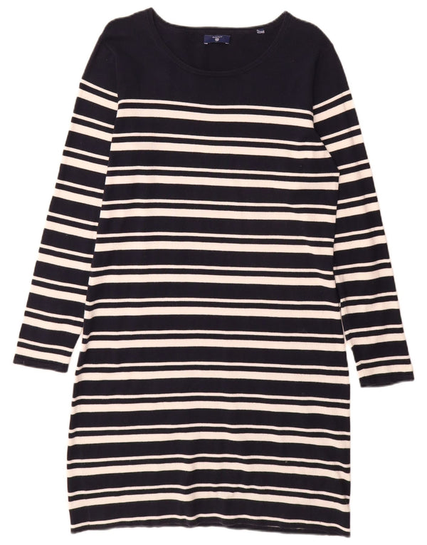 Gant Womens Long Sleeve Jumper Dress UK 14 Medium Navy Blue Striped