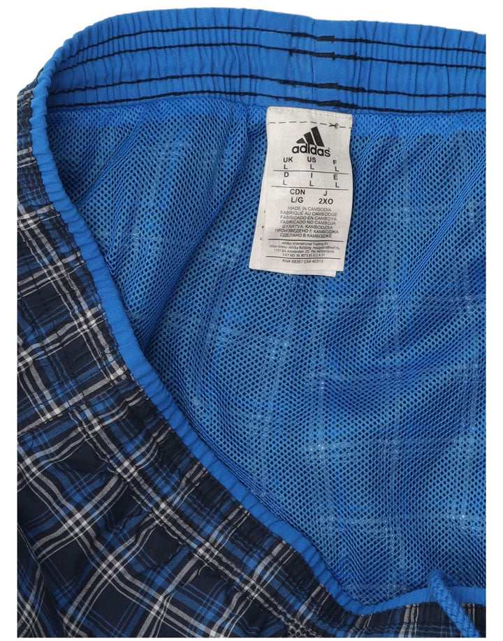 Adidas Mens Swimming Shorts Large Navy Blue Check Polyester