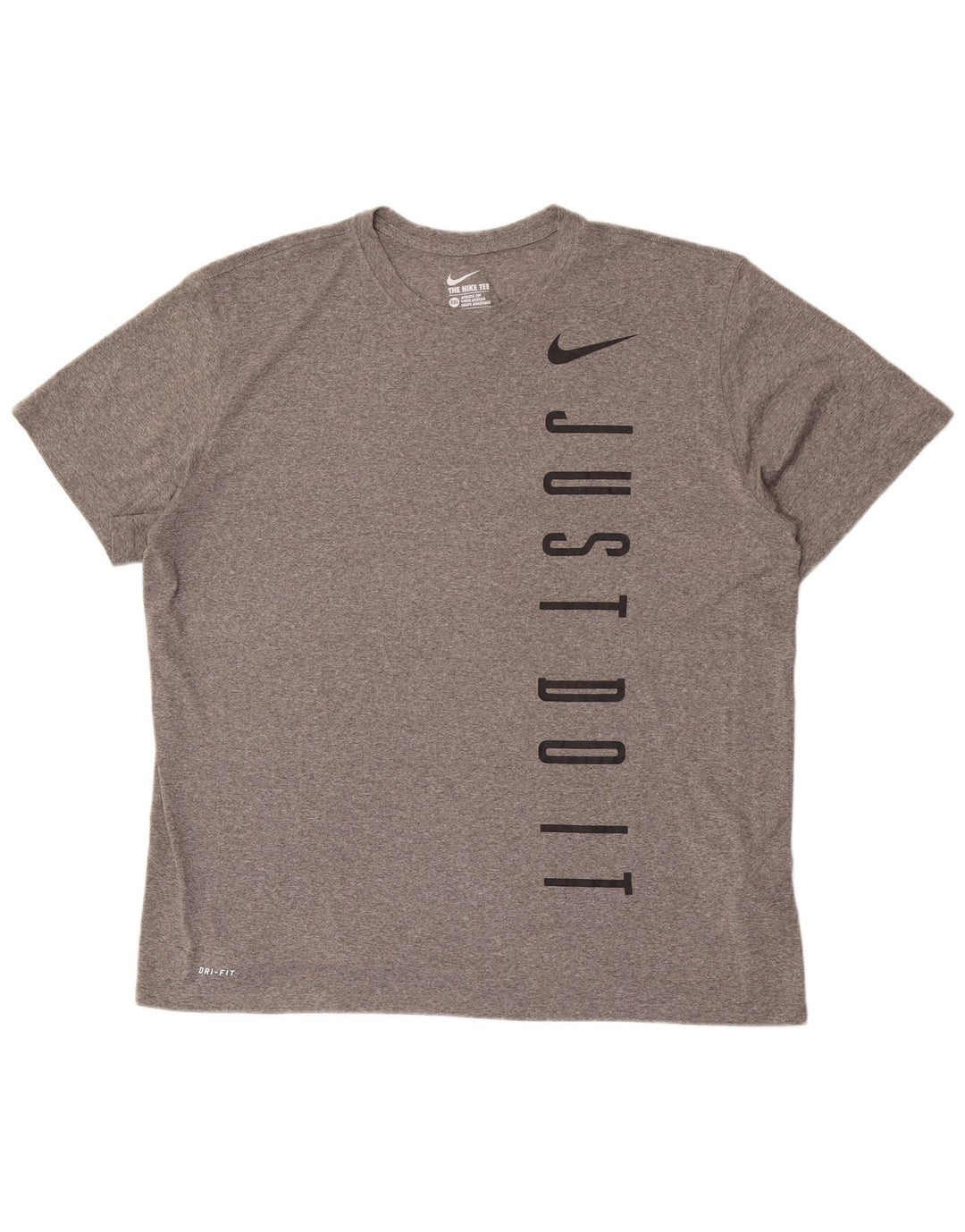 Nike Mens Dri Fit Graphic T-Shirt Top 2XL Grey Polyester