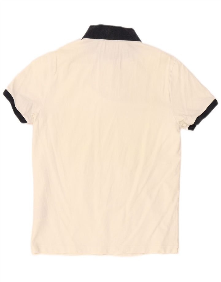 Moncler Mens Slim Fit Polo Shirt Medium White Colourblock Cotton
