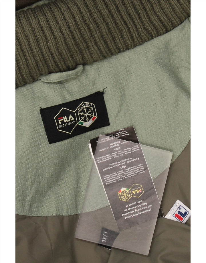Fila Mens Hooded Padded Jacket UK 40 Large Green Polyamide