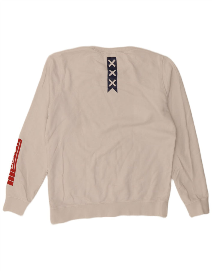 Scotch & Soda Herre Grafisk Sweatshirt Jumper Stor Hvid Bomuld