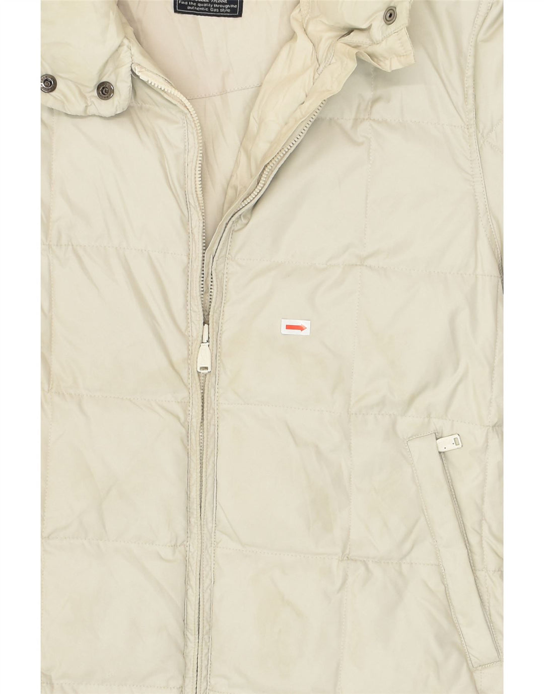 GAS Womens Hooded Padded Jacket UK 10 Small Beige Polyamide | Vintage Gas | Thrift | Second-Hand Gas | Used Clothing | Messina Hembry 