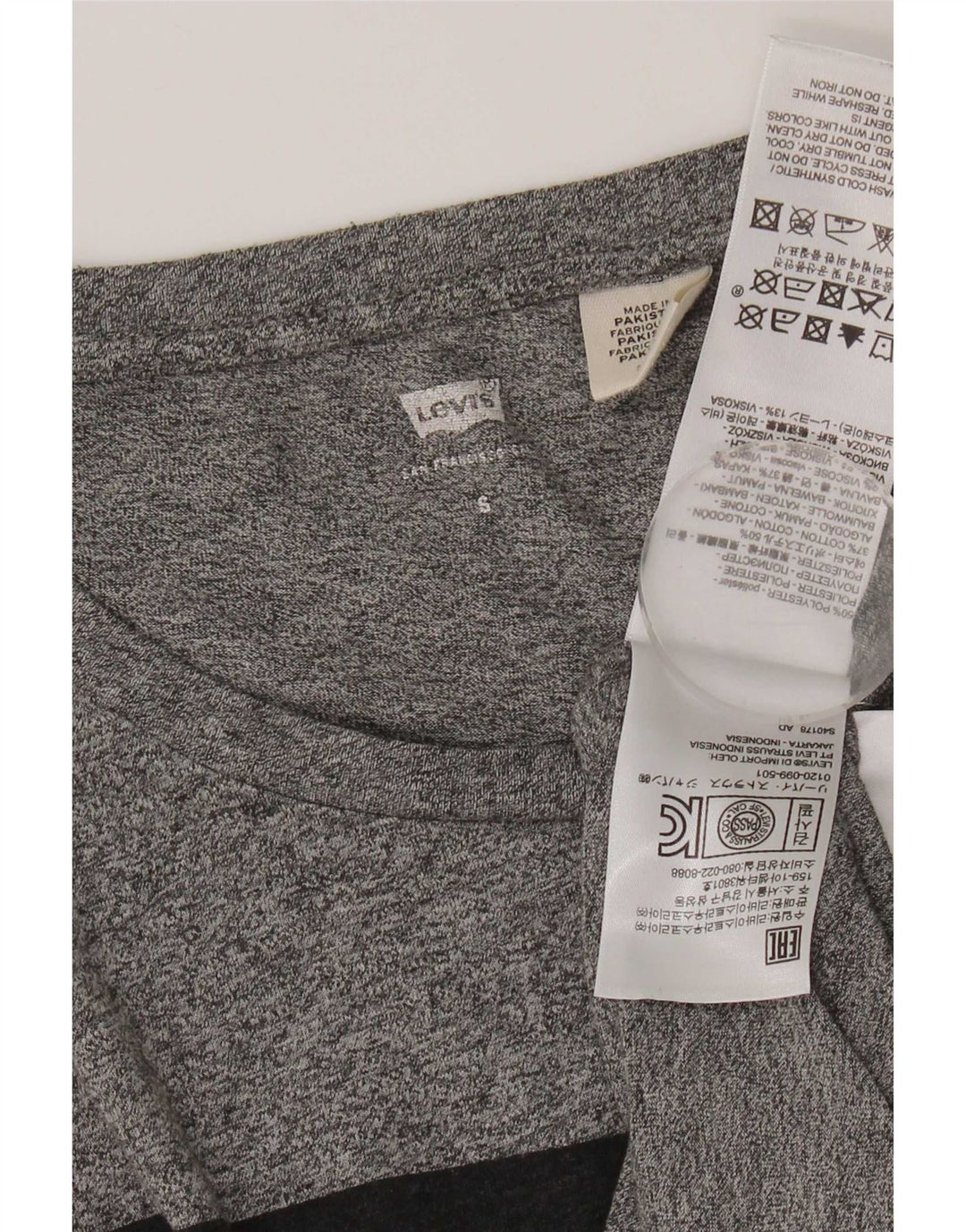 Levi's Grafisk T-shirt top til kvinder UK 10 Lille grå flækket polyester