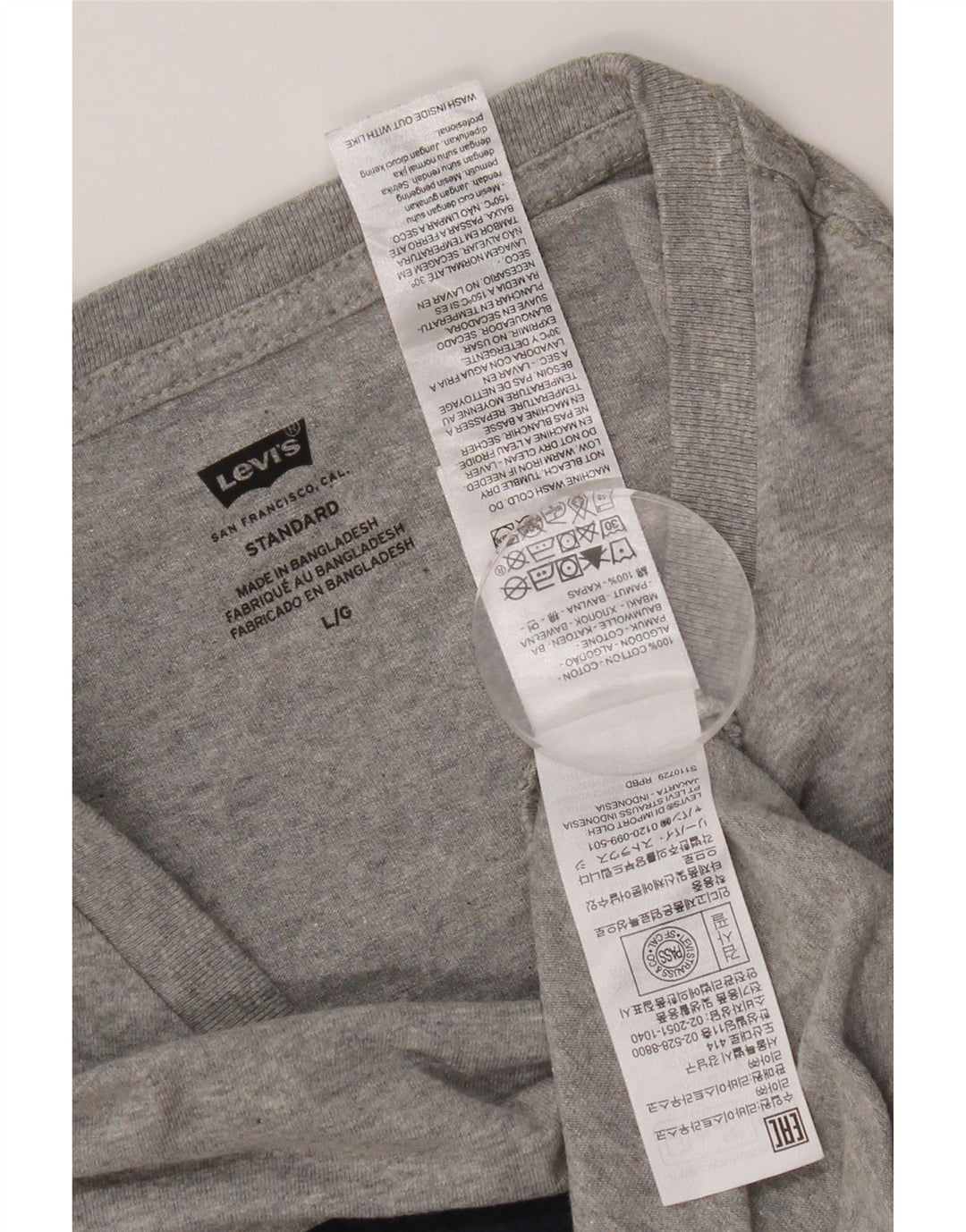 Levi's Mens Standard Graphic T-Shirt Top Large Grey Flecked Cotton