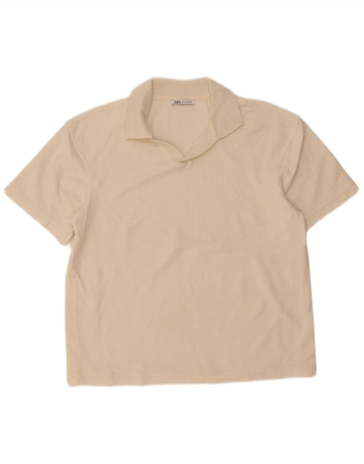 Zara Mens Polo Shirt Small Off White