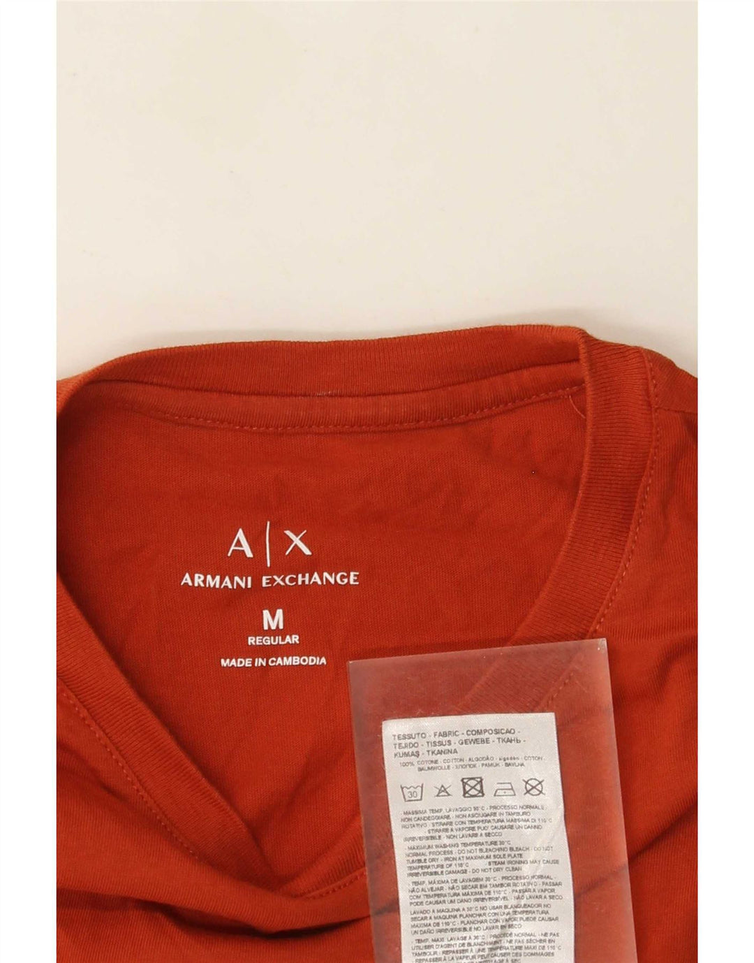 Armani Exchange Mens Regular Fit T-Shirt Top Medium Orange Cotton