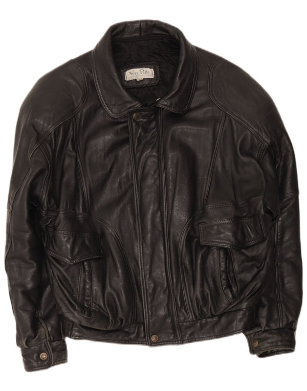 Lavorazione Artigiana Mens Bomber Leather Jacket UK 38 Medium Black