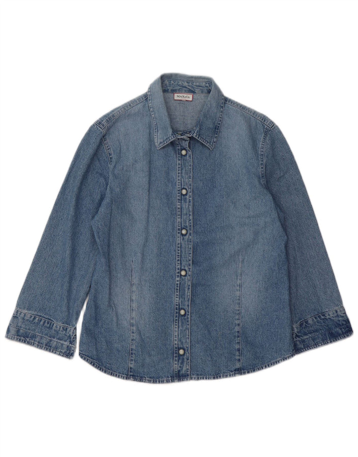 MAX & CO. Womens 3/4 Sleeve Denim Shirt IT 46 Large Blue Cotton