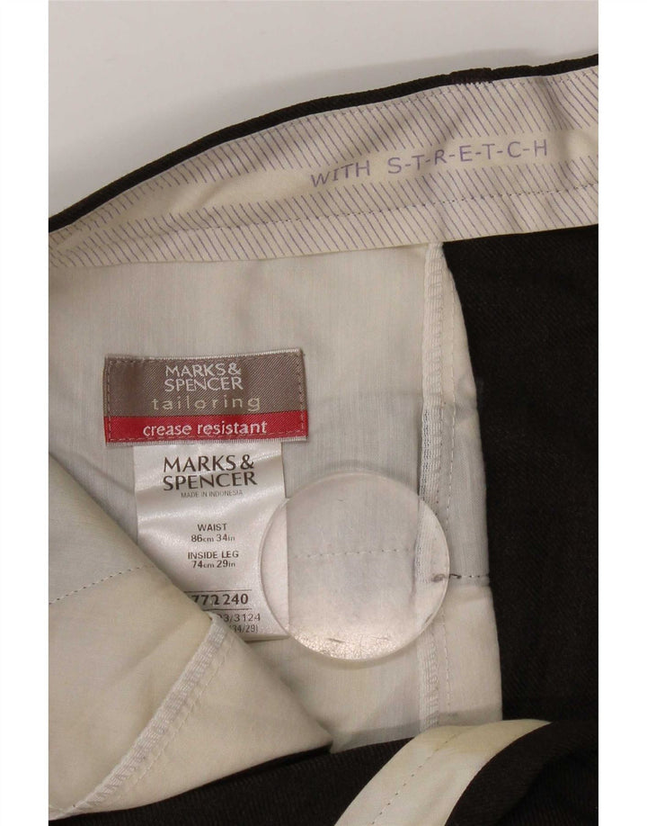 Marks & Spencer Mens Straight Chino Trousers W34 L29 Brown Polyester