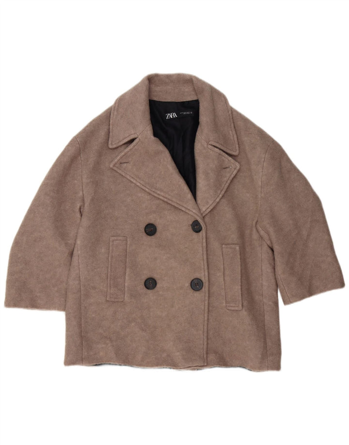 ZARA Womens Oversized Pea Coat UK 14 Medium Grey