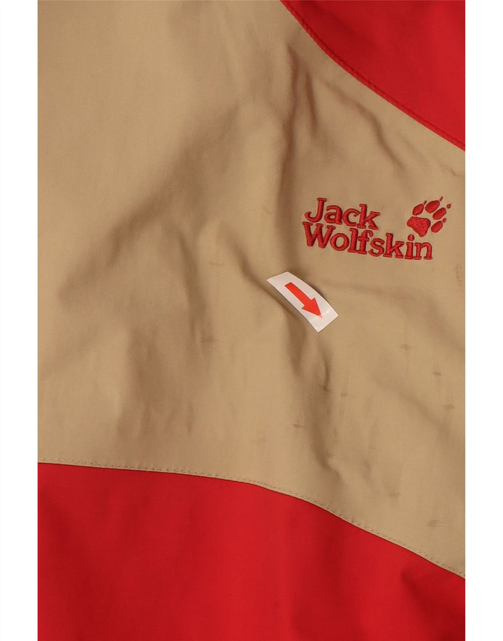 Jack Wolfskin Womens Loose Fit Rain Jacket UK 12 Medium  Red Colourblock