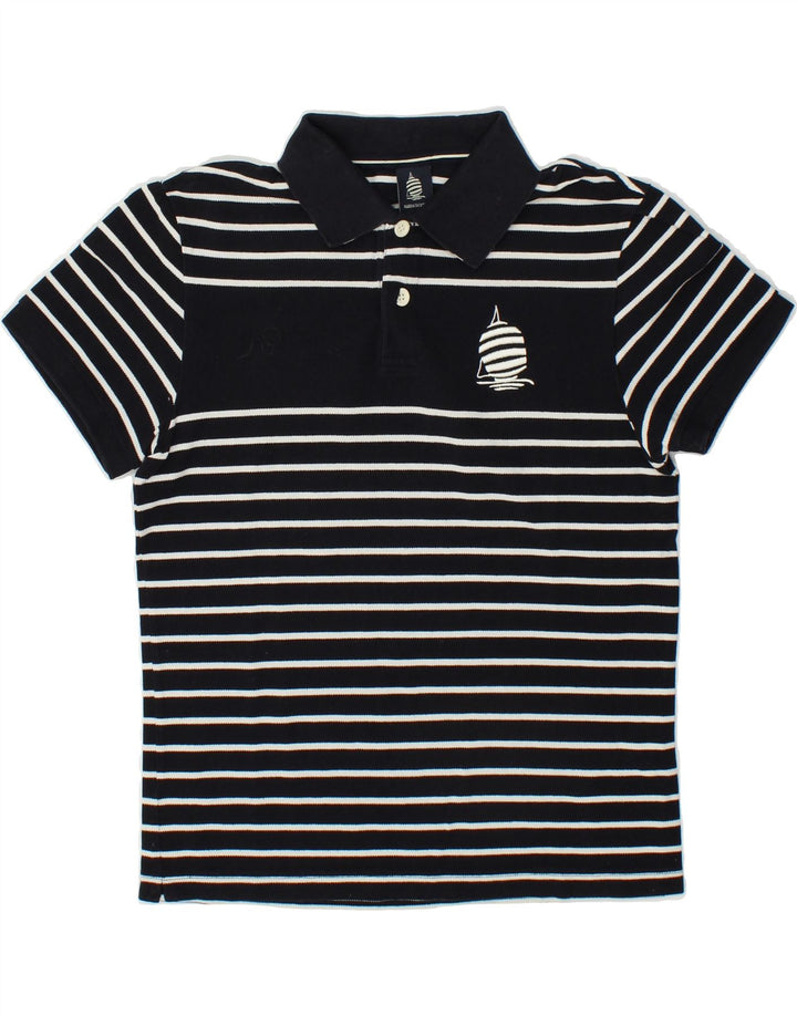 MARINA YACHTING Mens Polo Shirt Medium Black Striped Cotton Vintage Marina Yachting and Second-Hand Marina Yachting from Messina Hembry 