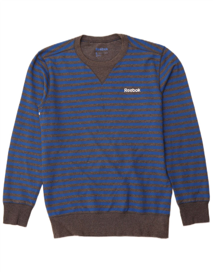 REEBOK Sweatshirt til mænd, lille blå stribet bomuld