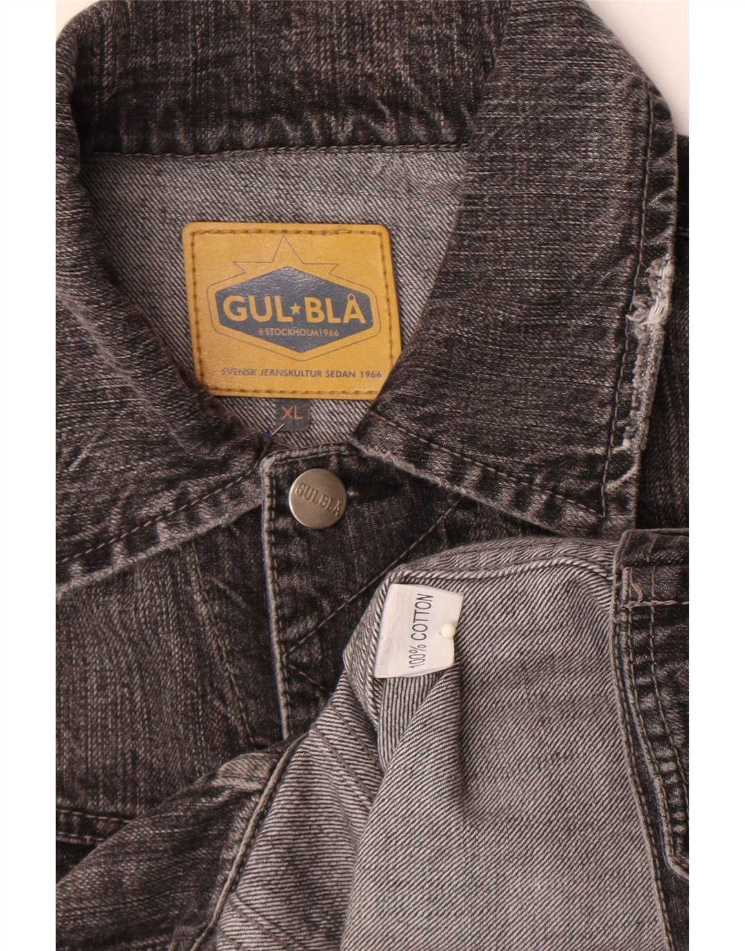 Vintage denimjakke til mænd UK 42 XL sort bomuld