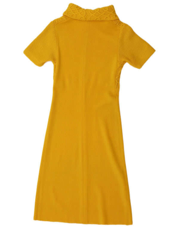 Vintage γυναικείο κοντομάνικο φόρεμα UK 10 Small Yellow