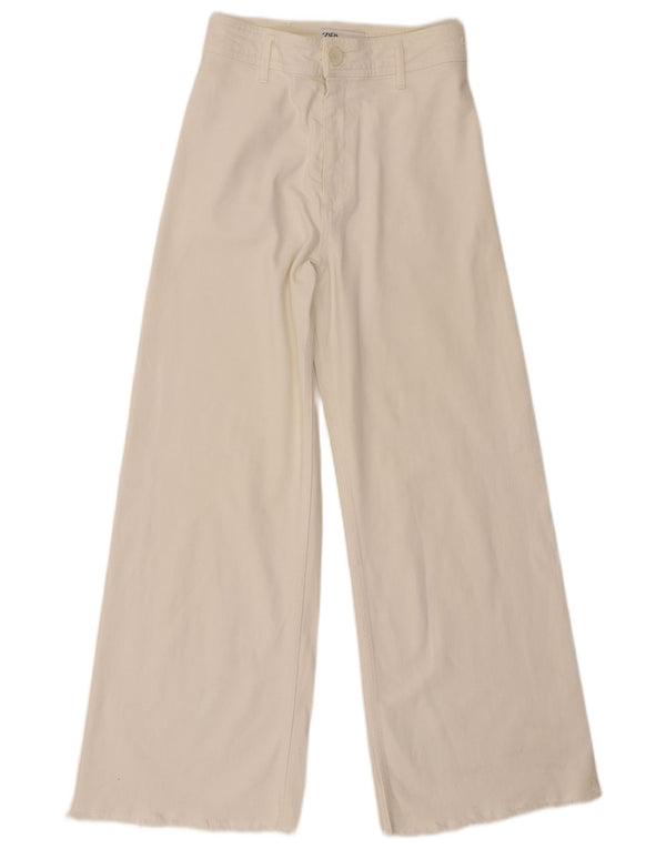 Zara kvinders højtaljede brede ben Casual bukser EU 38 Small W28 L28 White