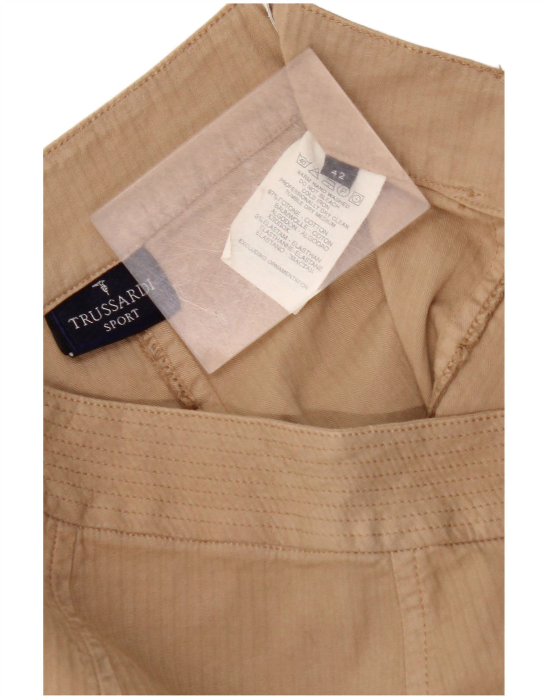 TRUSSARDI Womens Straight Skirt IT 42 Medium W28  Beige Cotton
