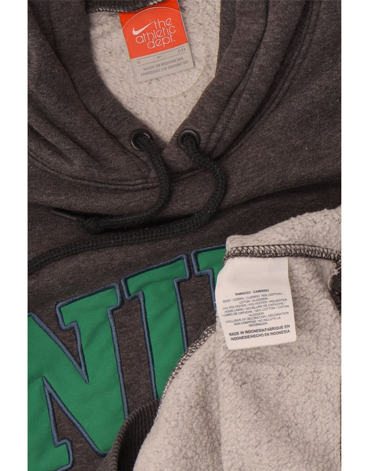 NIKE Mens Graphic Hoodie Jumper Small Grey Cotton