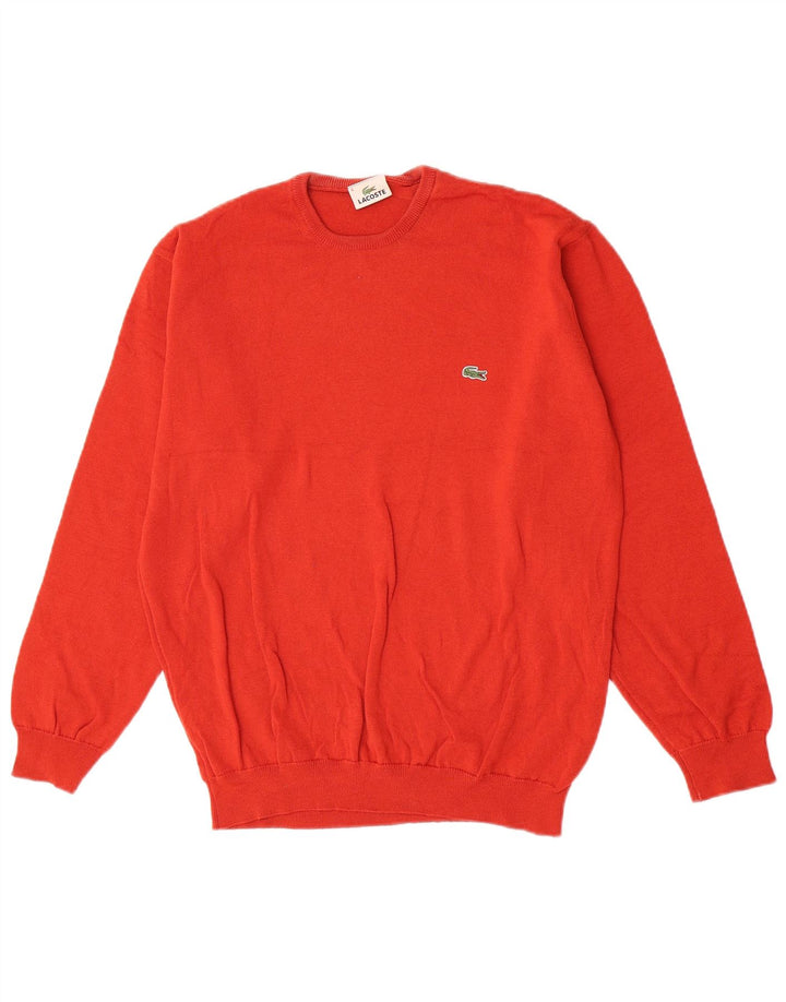 Lacoste Mens Crew Neck Jumper Sweater Size 6 XL Red Virgin Wool