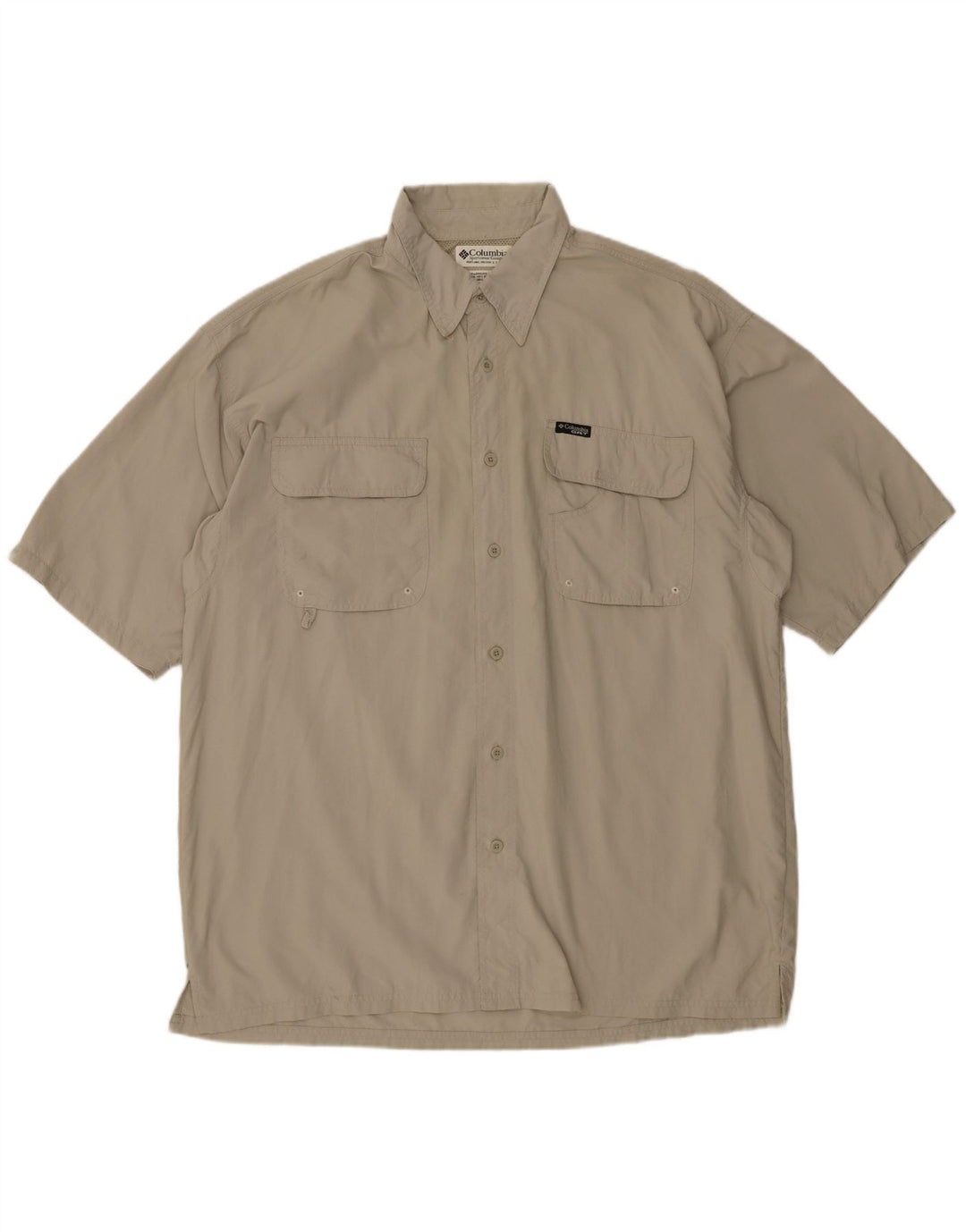 Columbia Mens Short Sleeve Shirt XL Khaki Nylon
