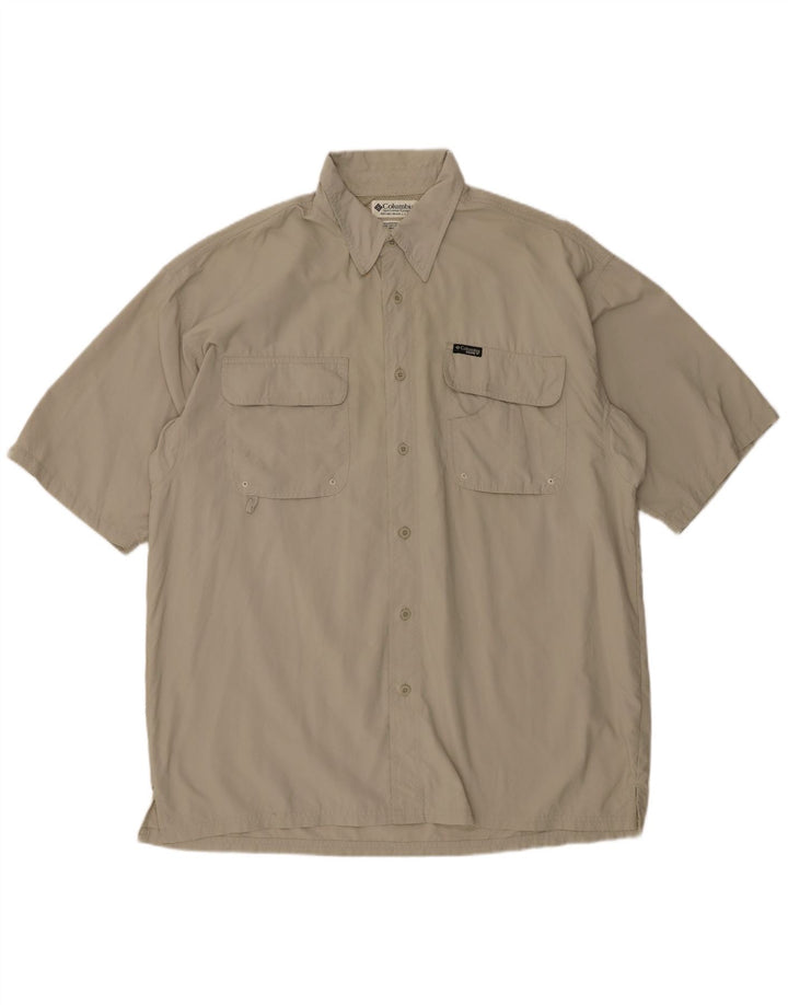 Columbia Mens Short Sleeve Shirt XL Khaki Nylon